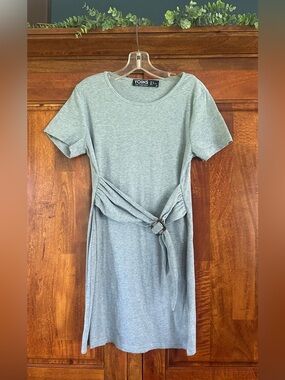 YOINS Light Grey Midi Tie-Waist T-Shirt Dress